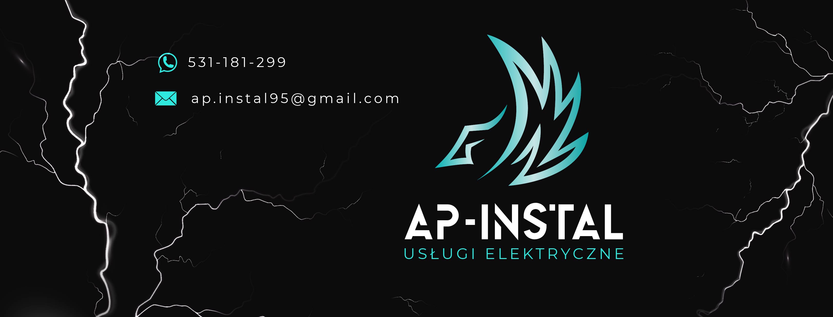 Baner kontaktowy AP-INSTAL z numerem telefonu i adresem e-mail